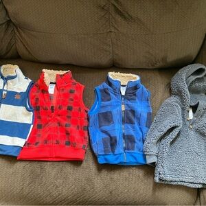 3 vests and fleece jacket, boys size 12 months